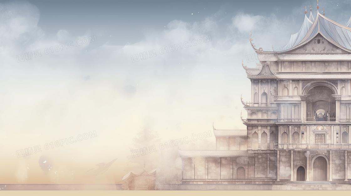 中国风唯美雪中古建筑风景图片