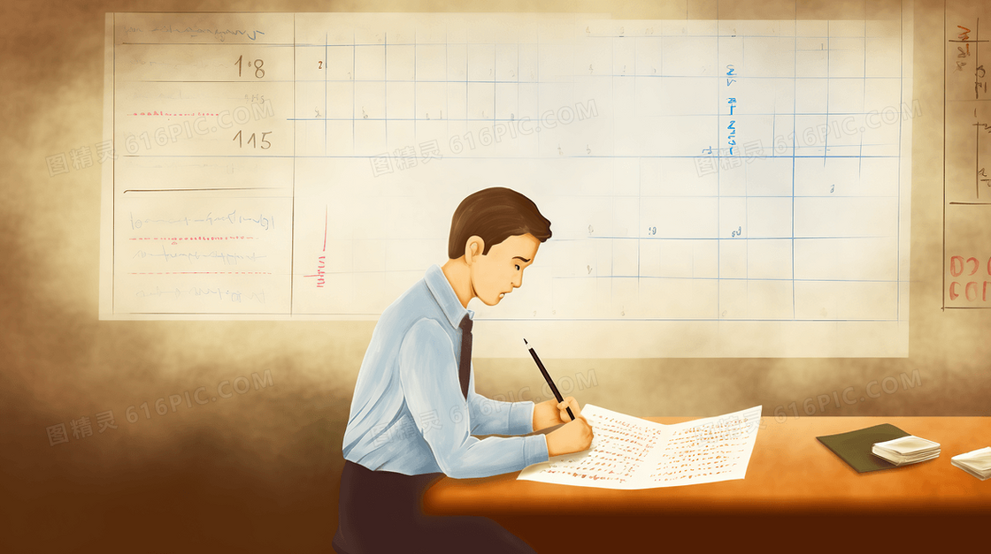正在备课的人民教师教师节节日插画