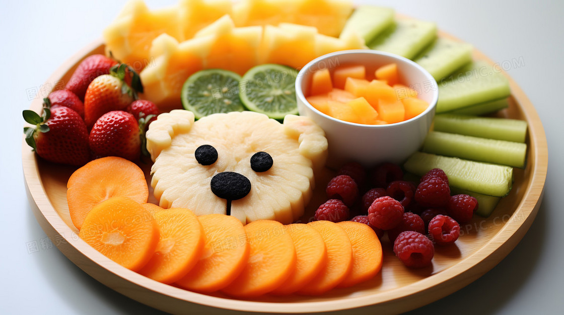 可爱水果拼盘儿童健康食品