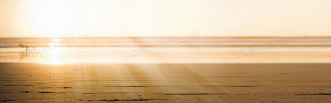 夕阳海滩唯美banner