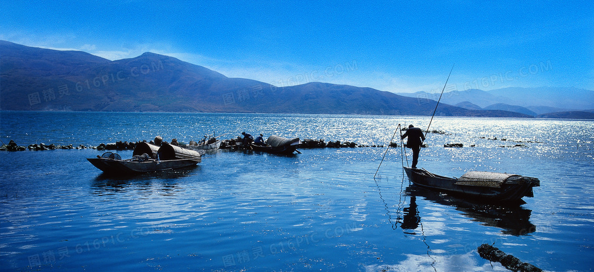 水岸湖景背景banner