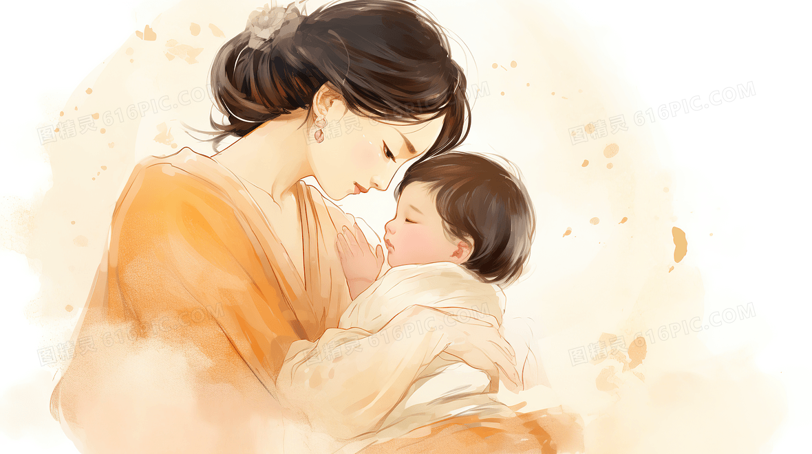 母婴母爱怀抱婴儿插画背景图片下载_2912x1632像素JPG格式_编号1xgfn5yxz_图精灵