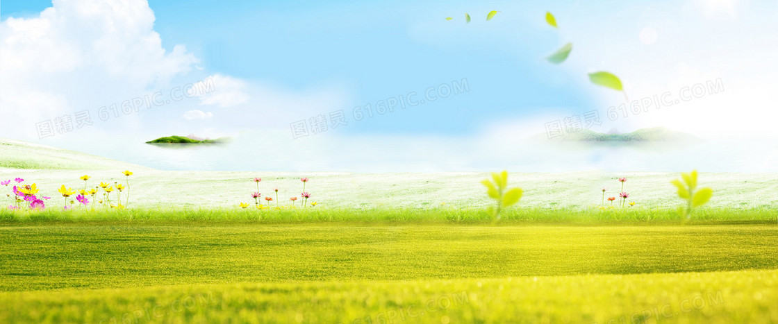 草地清新淘宝天猫背景