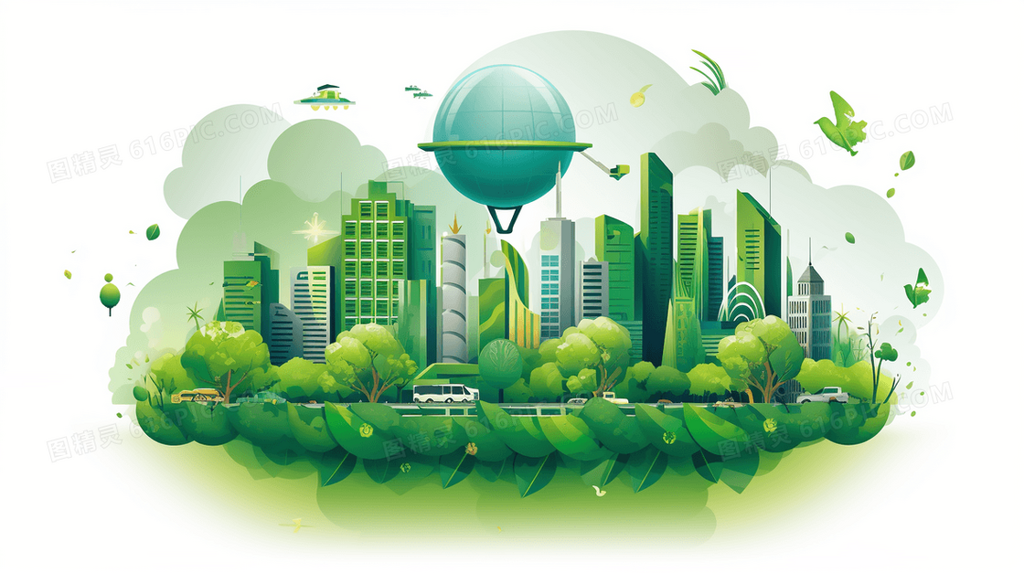 绿色环保节能保护地球环境清洁地球插画