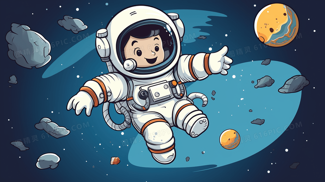 蓝色外太空宇宙星球梦幻唯美航天插画