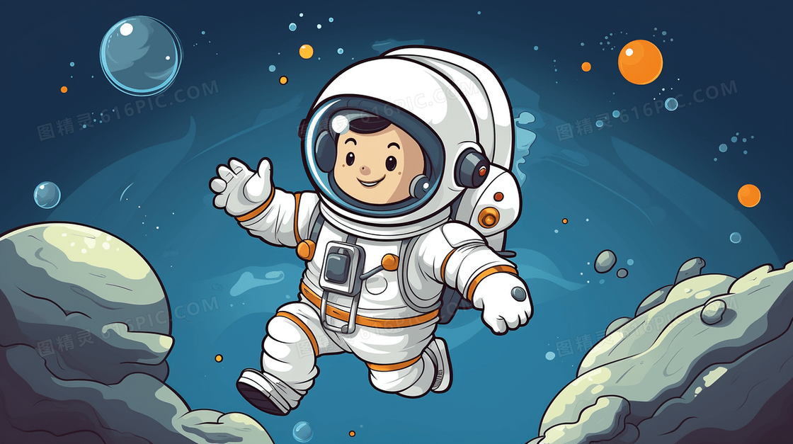 蓝色外太空宇宙星球梦幻唯美航天插画