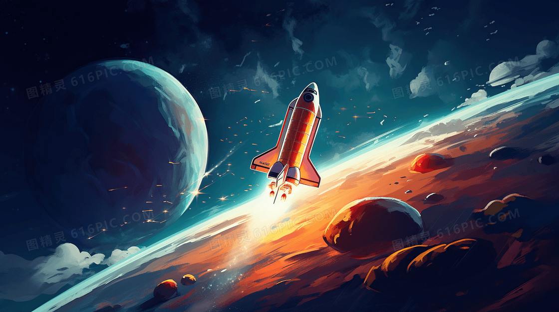 外太空宇宙星球梦幻唯美航天插画