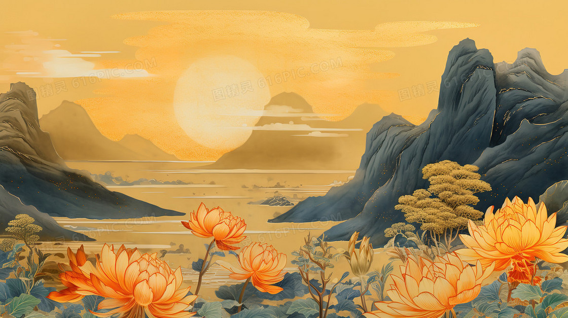 中国风重阳节登高赏菊