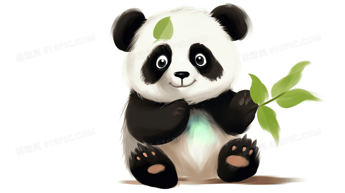 手绘动物可爱大熊猫幼崽插画