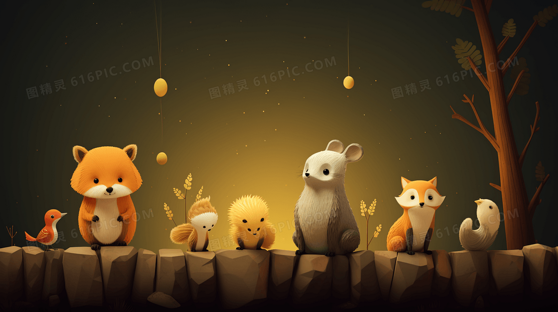 3D立体可爱狐狸卡通小动物插画