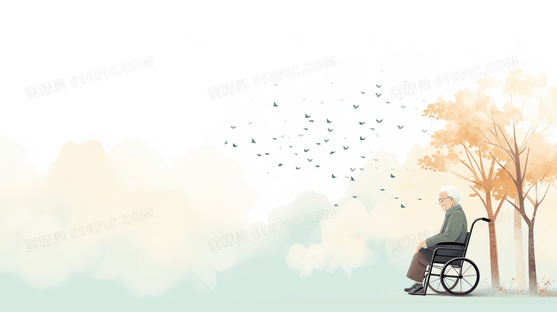 重阳节孤独的老年人插画