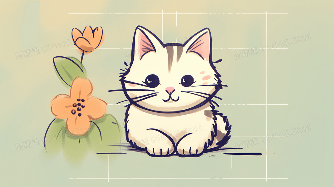 卡通可爱宠物猫咪插画