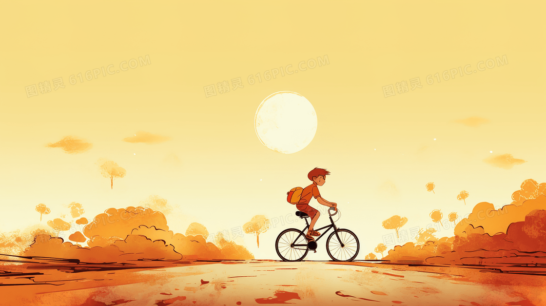 自行车骑行日卡通插画