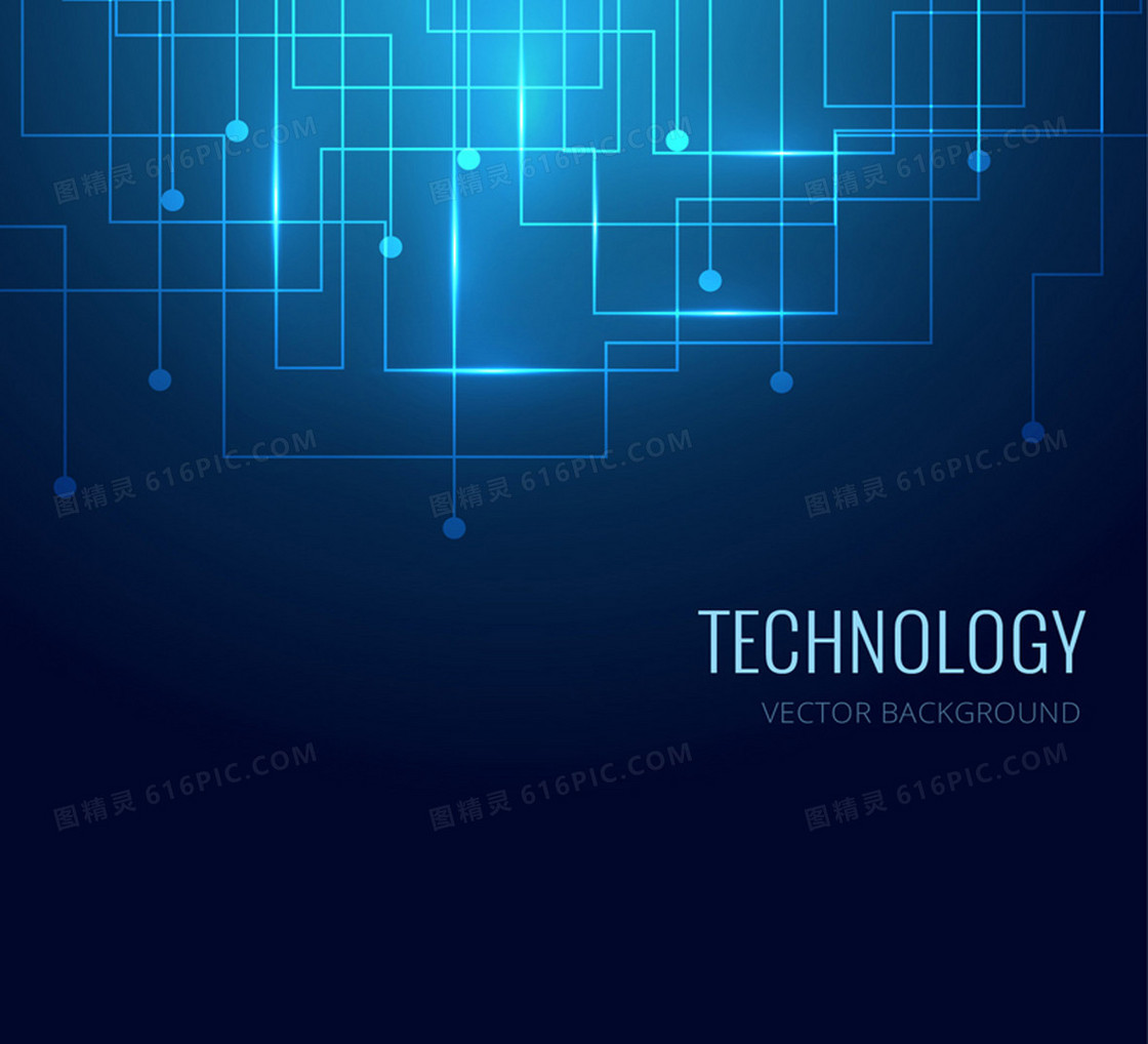 蓝色科技电路图背景矢量图