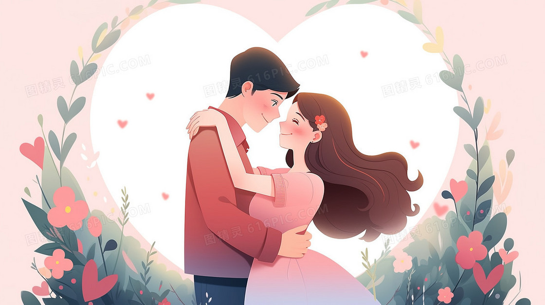 美好的爱情创意插画
