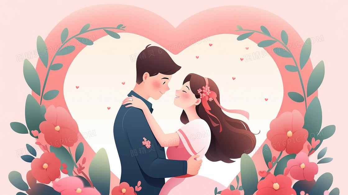美好的爱情创意插画