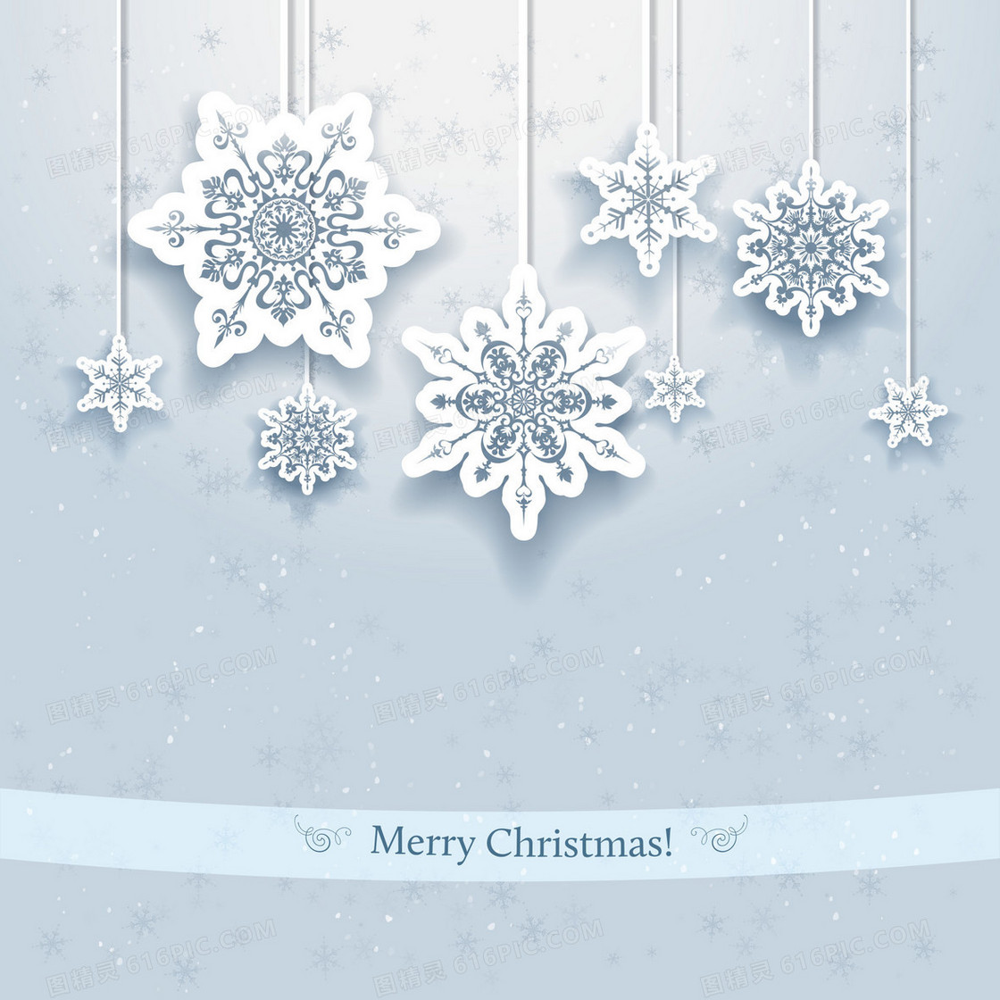 白色圣诞雪花背景素材海报