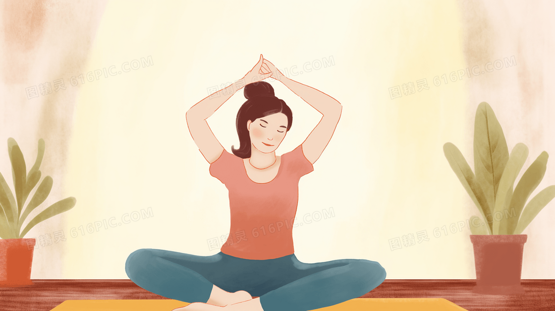 做瑜伽运动锻炼的女人插画