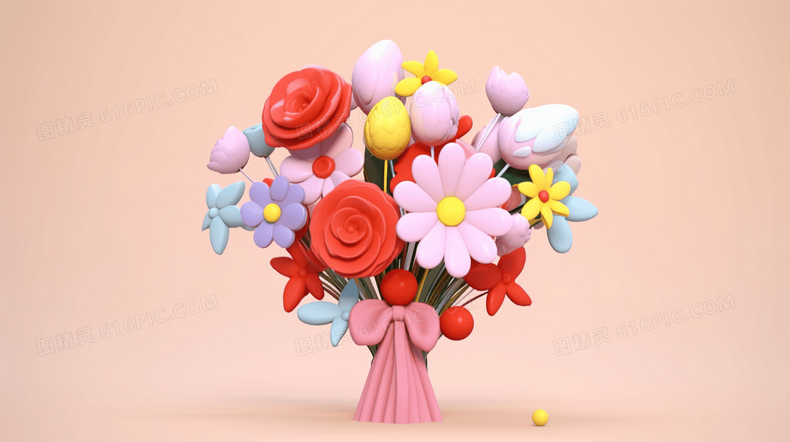 唯美七夕情人节花束插画