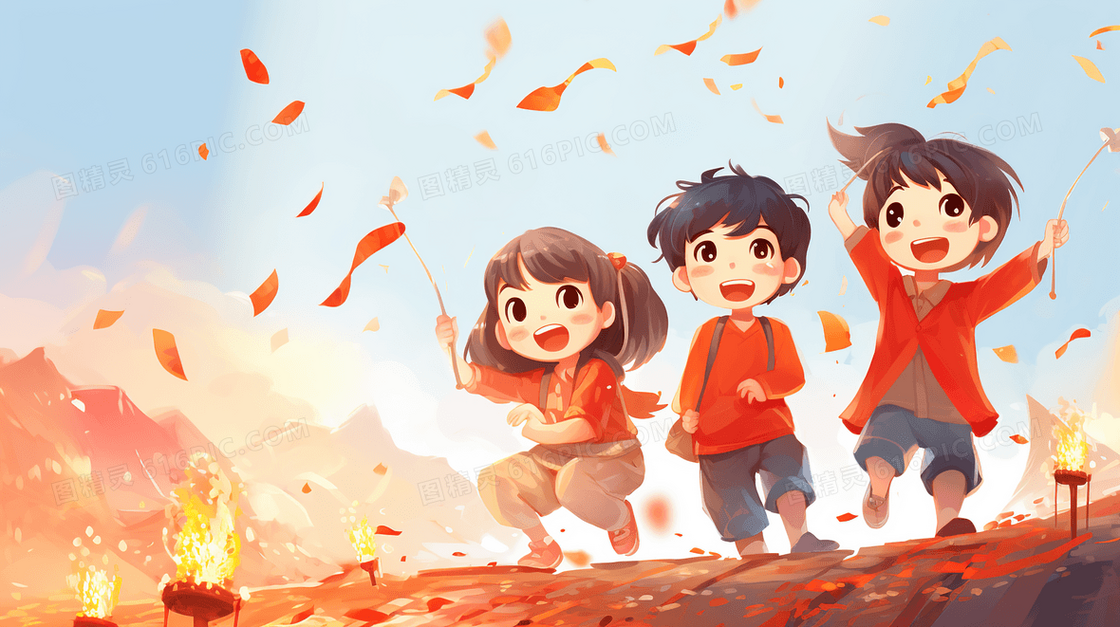 传统节日春节卡通插画