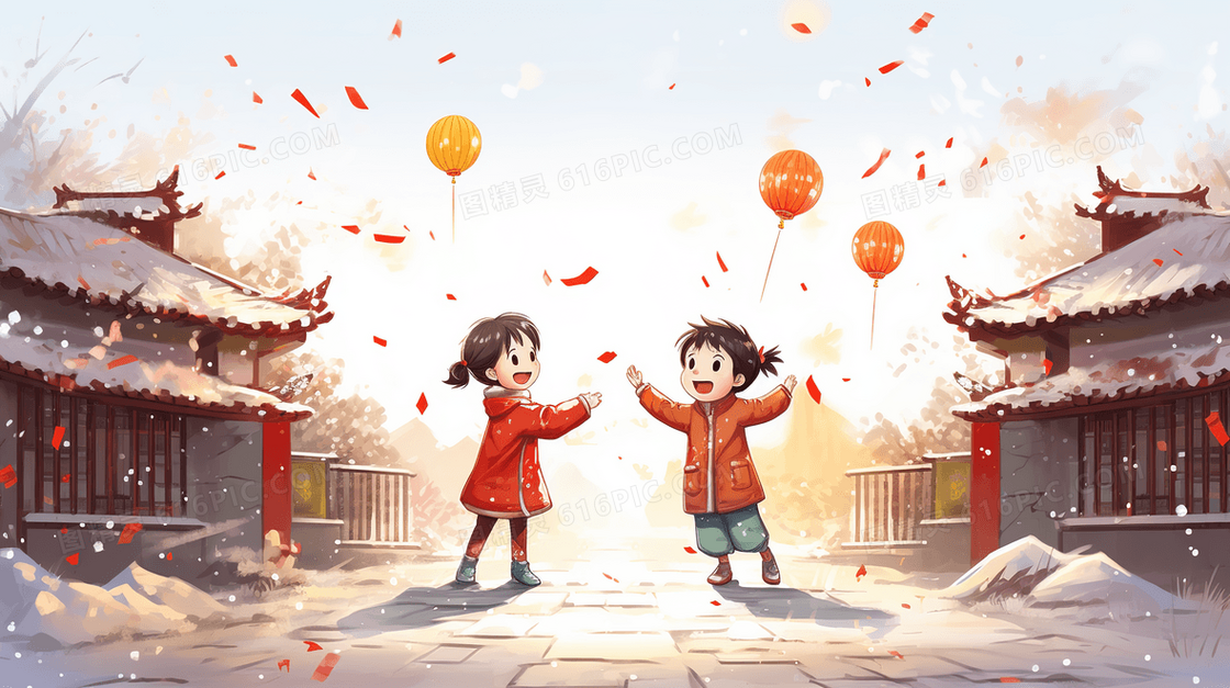传统节日春节卡通插画