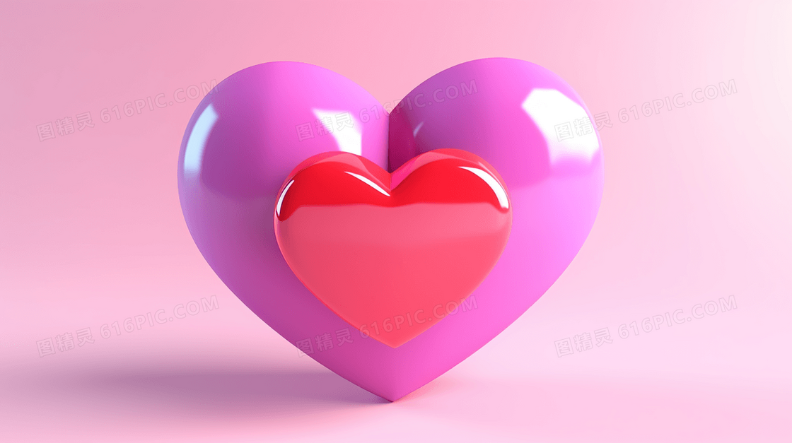 3D立体爱心模型情人节创意图片