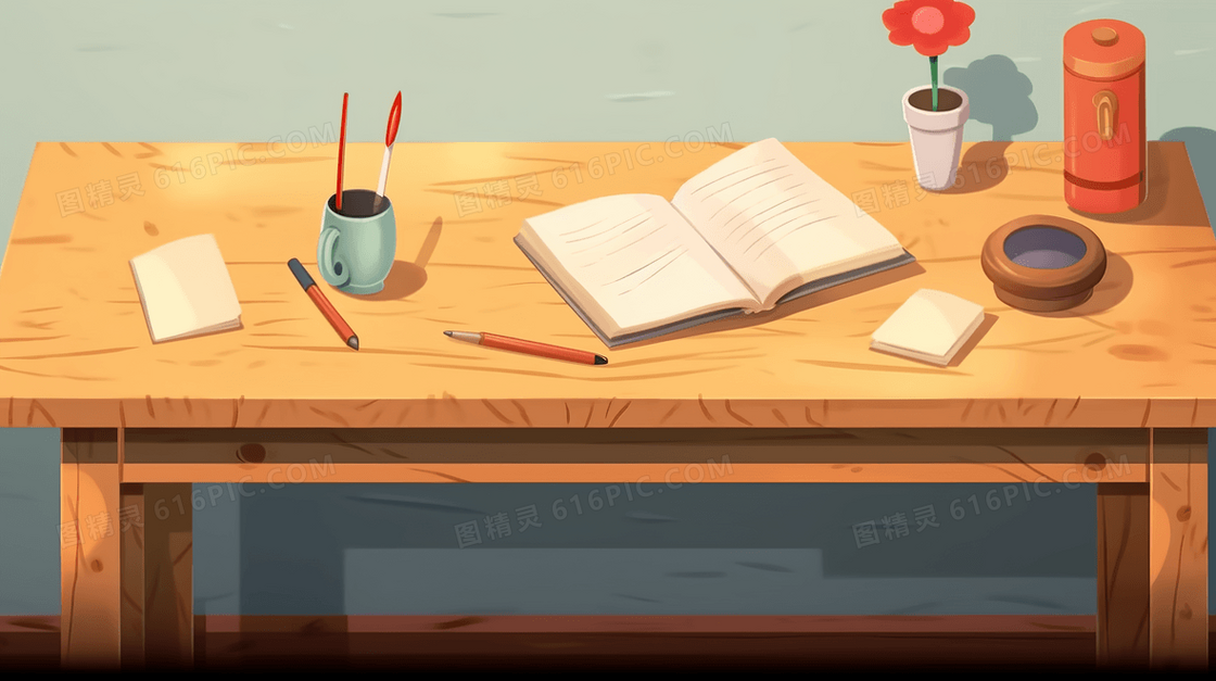 简约教室书桌插画