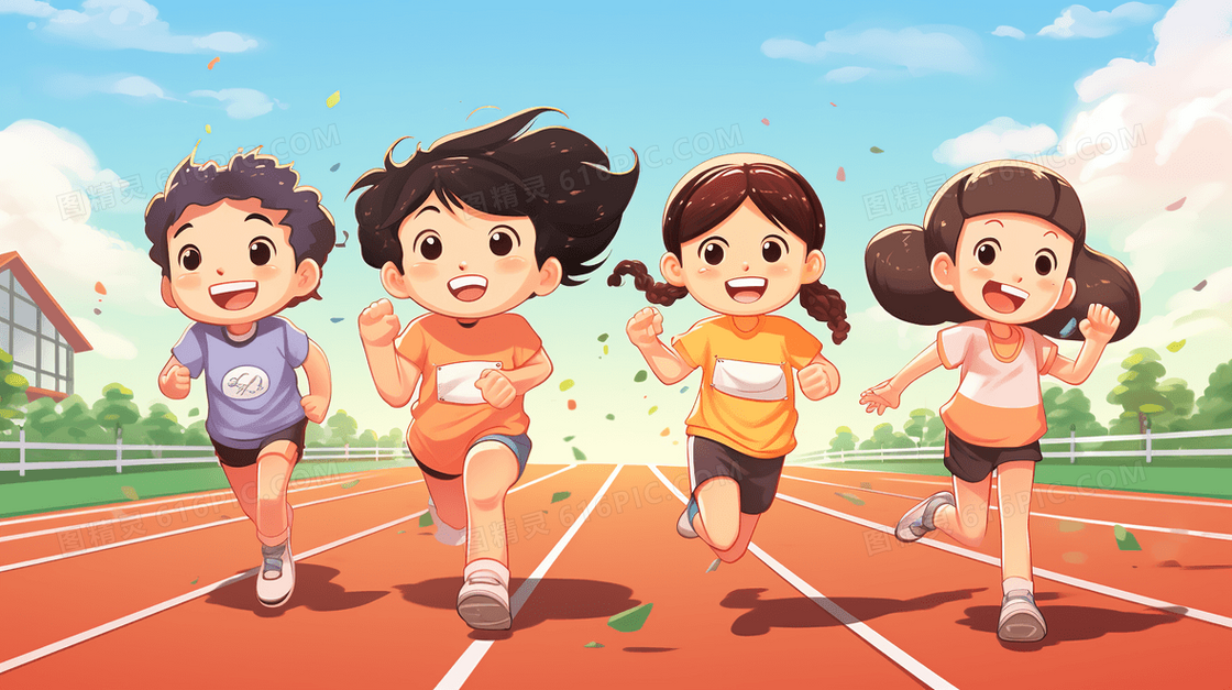 亚运会体育跑步健身锻炼比赛人物插画