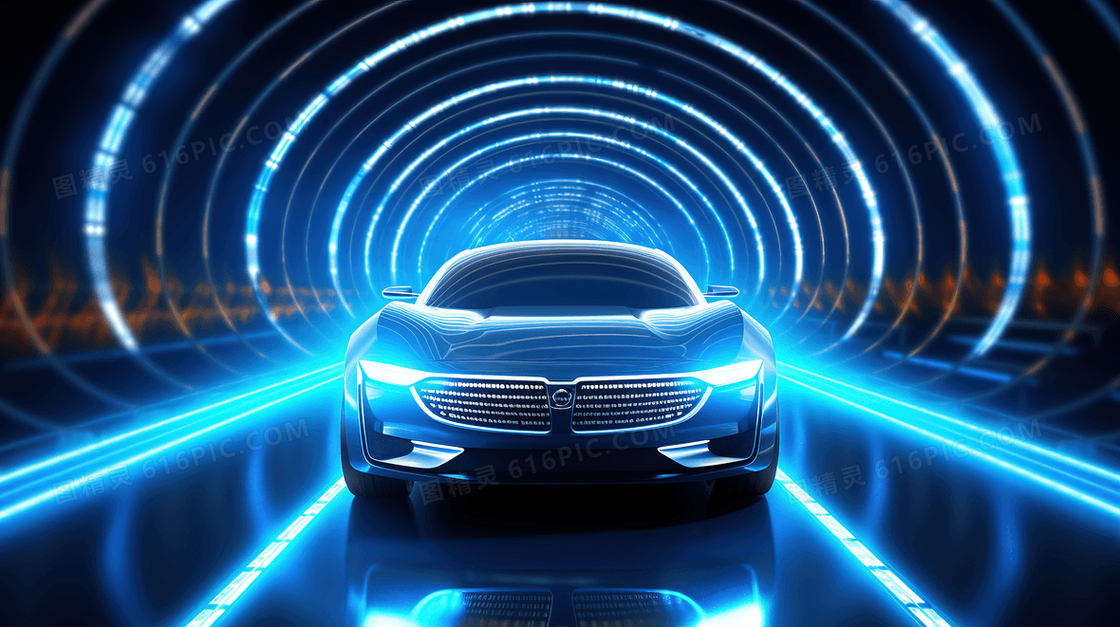 蓝色光效未来科技感高级跑车图片