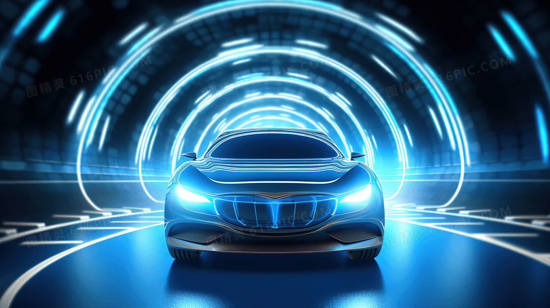 蓝色光效未来科技感高级跑车图片