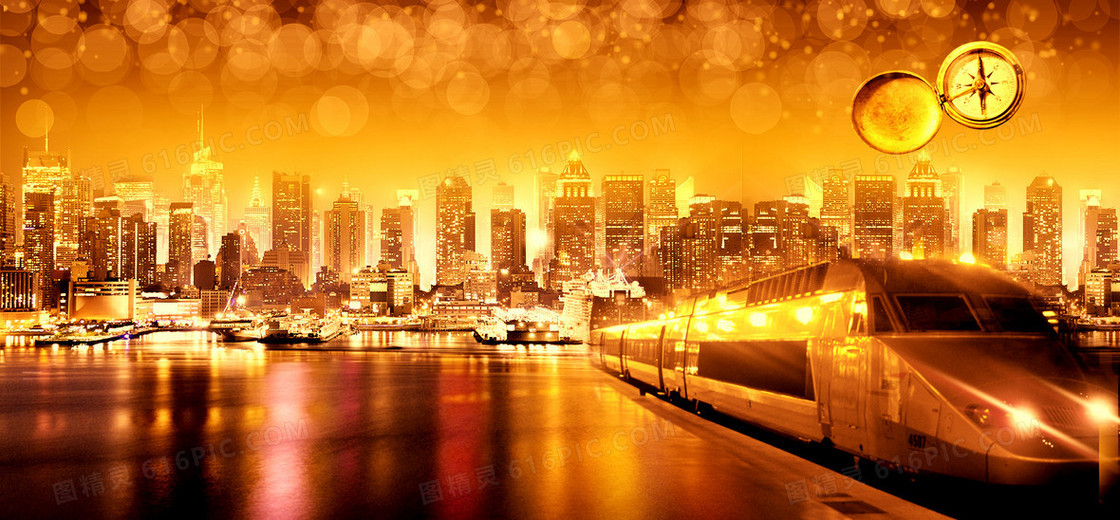 璀璨金色城市背景banner