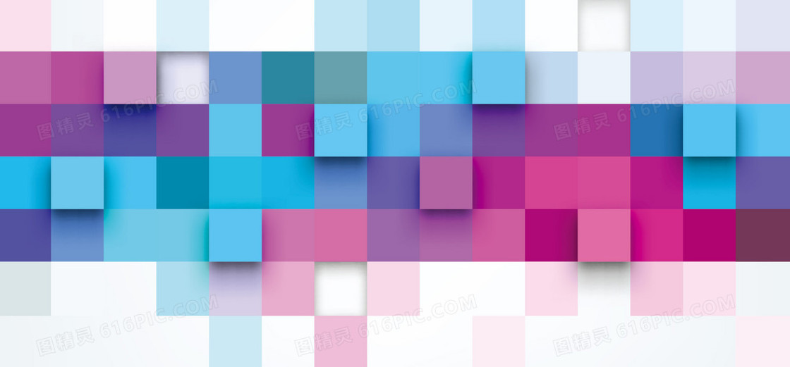 卡通扁平七彩方块几何背景banner