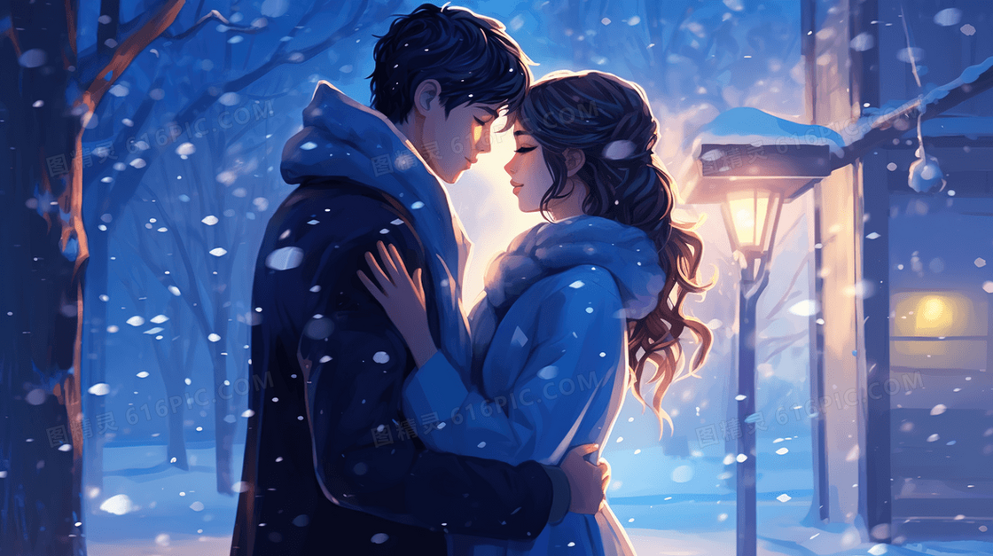 唯美七夕情人节约会插画