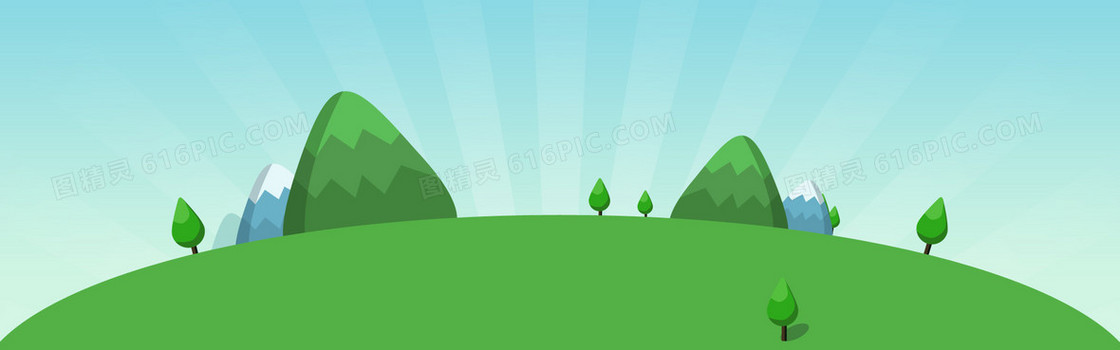 春天扁平卡通绿色电商海报背景