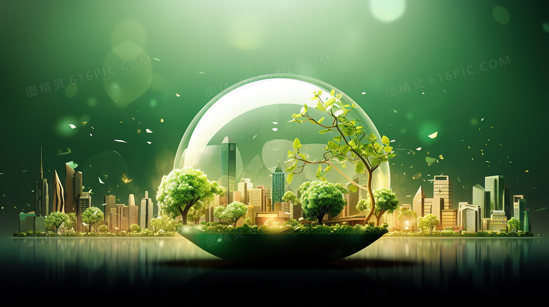 绿色城市环保理念创意插画