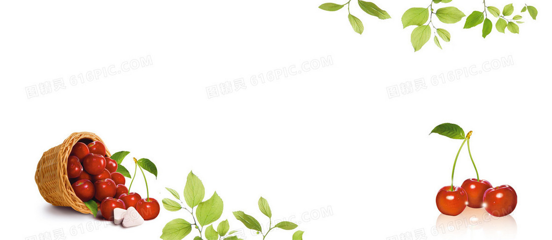 维生素保健品清新樱桃水果背景banner