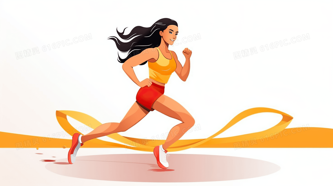 亚运会体育健身锻炼跑步比赛人物插画