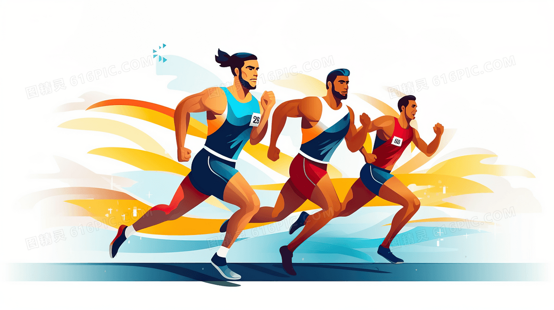 亚运会体育健身跑步锻炼比赛人物插画