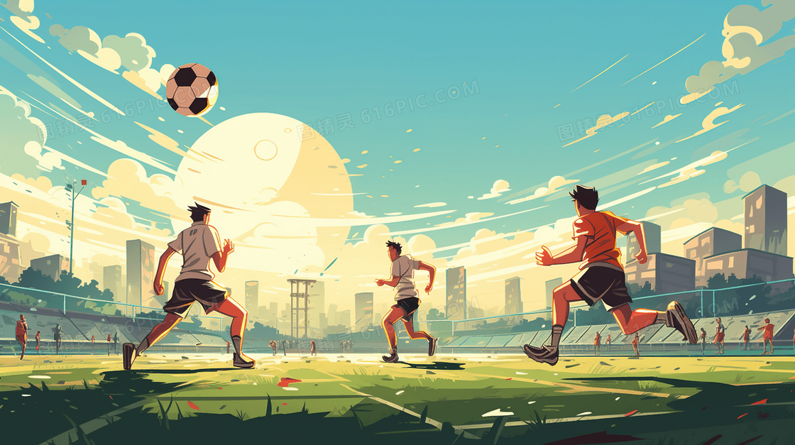 亚运会体育健身锻炼足球比赛人物插画