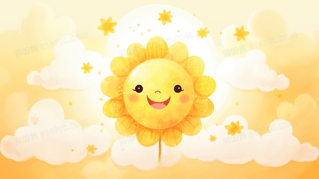 像太阳一样明媚的金色向日葵插画