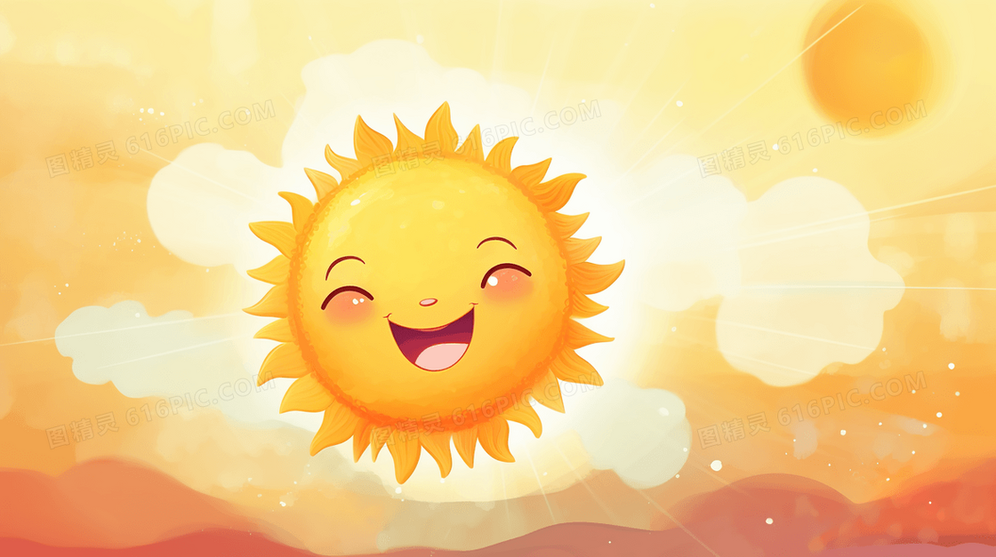金黄色的微笑向日葵插画