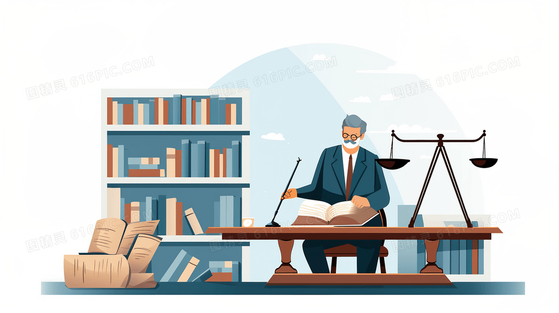 律师法律天秤法务宣传插画