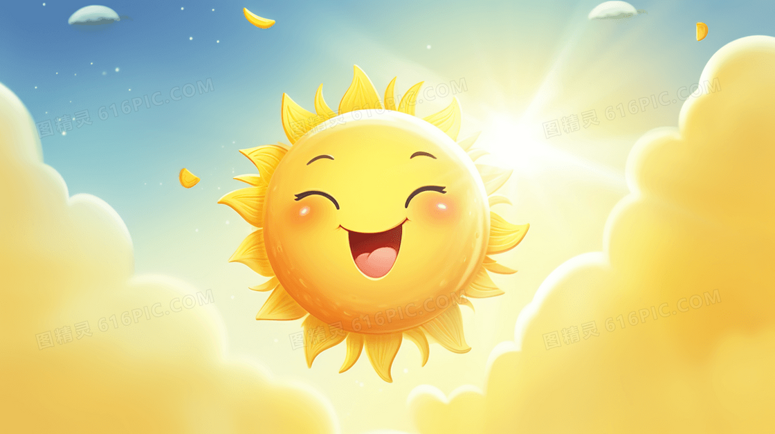 金黄色的微笑向日葵插画