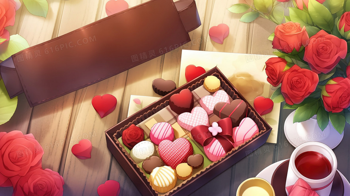 情人节巧克力礼盒插画