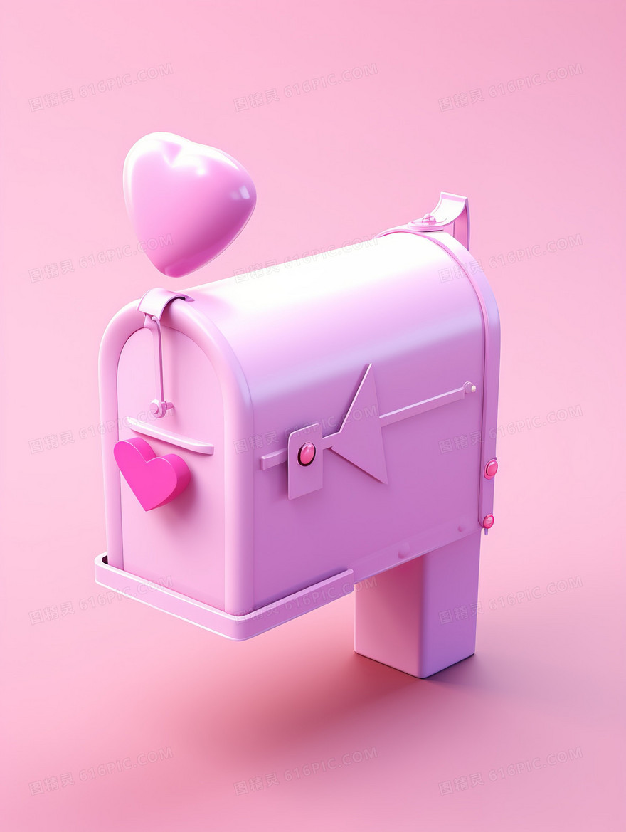 爱心信箱3D模型插画