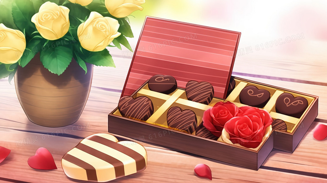 情人节巧克力礼盒插画