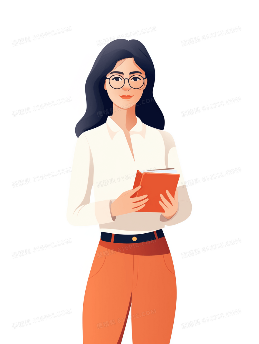 拿着书本的端庄女老师职业商务插画