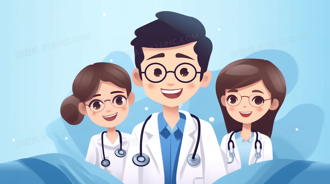 医护工作人员们中国医师节插画
