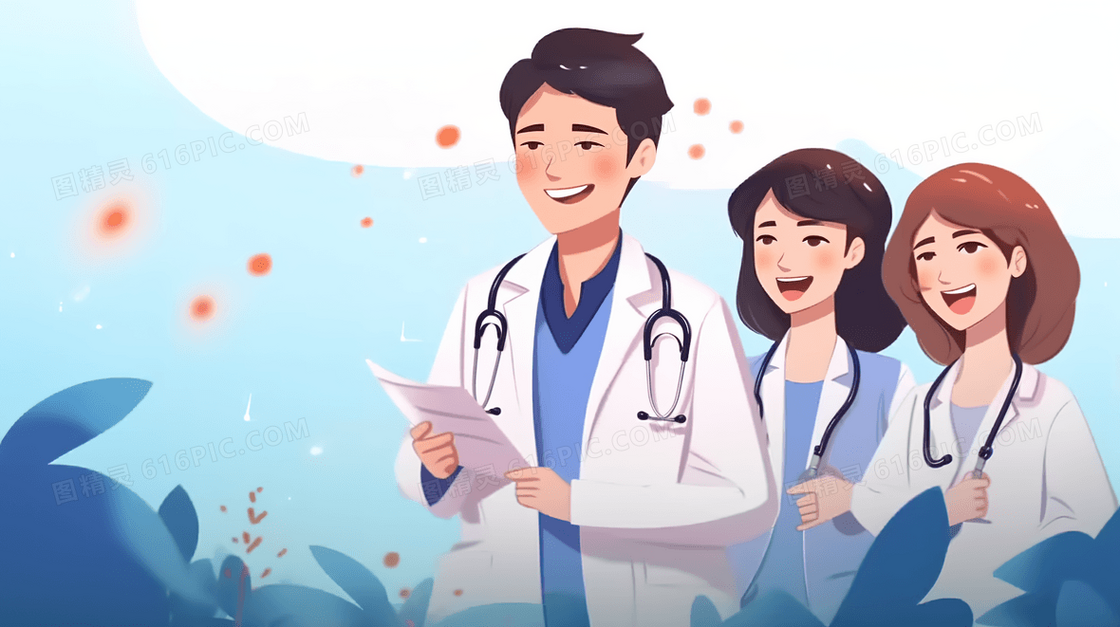 医护工作人员们中国医师节插画