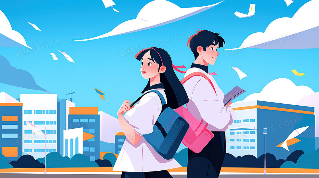 高考加油学生矢量创意插画